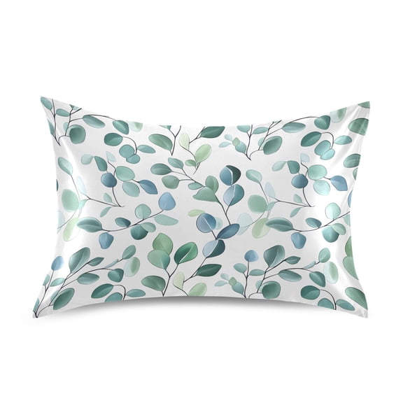 Ryvnso Satin Pillowcase Eucalyptus Leaves Pillow Cases Standard Size 26x20in