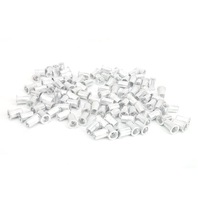Kit de Herramientas de Tuerca de 100 piezas de Tuerca, Tuercas de Inserto Roscadas de Cabeza Plana Galvanizada de Aluminio Para Equipos Automotrices, Mecánicos y Otros Equipos