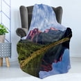 thumbnail image 4 of Nature Scene Soft Flannel Fleece Throw Blanket, Red Iron Peaks over Calm High Mountain Lake Colorado Nature Americana Photo, Cozy Plush for Indoor and Outdoor Use, 50" x 60", Multicolor, by Ambesonne, 4 of 5