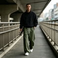 thumbnail image 6 of Resicozy Mens Baggy Sweatpants Wide Leg Streetwear Casual Lounge Pants Drawstring Elastic Waist Solid Sweat Pants with Pockets Army Green S, 6 of 9
