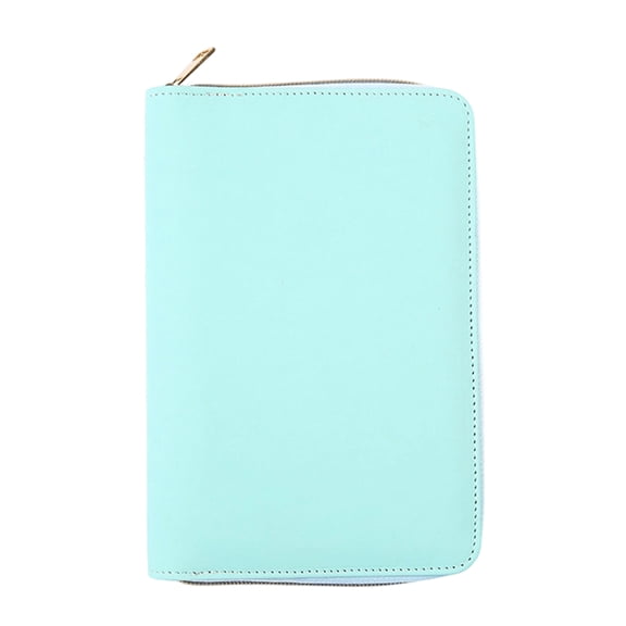 COOLHOOD Zippered Leather Notebook Binder Cover with Card Pocket Elastic Pen Slot 6 Rings Binder Cover for Planner
