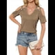 thumbnail image 3 of Blusa de Punto con Hombros Descubiertos y Cruzados para Mujer, Informal, Elegante, con Textura, para Verano Café S, 3 of 10
