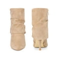thumbnail image 2 of BLISSFUL STEP Women's Ankle Boots Faux Suede Pointed Toe Stiletto Heel Slouch Side Zipper Boots Khaki 7, 2 of 6