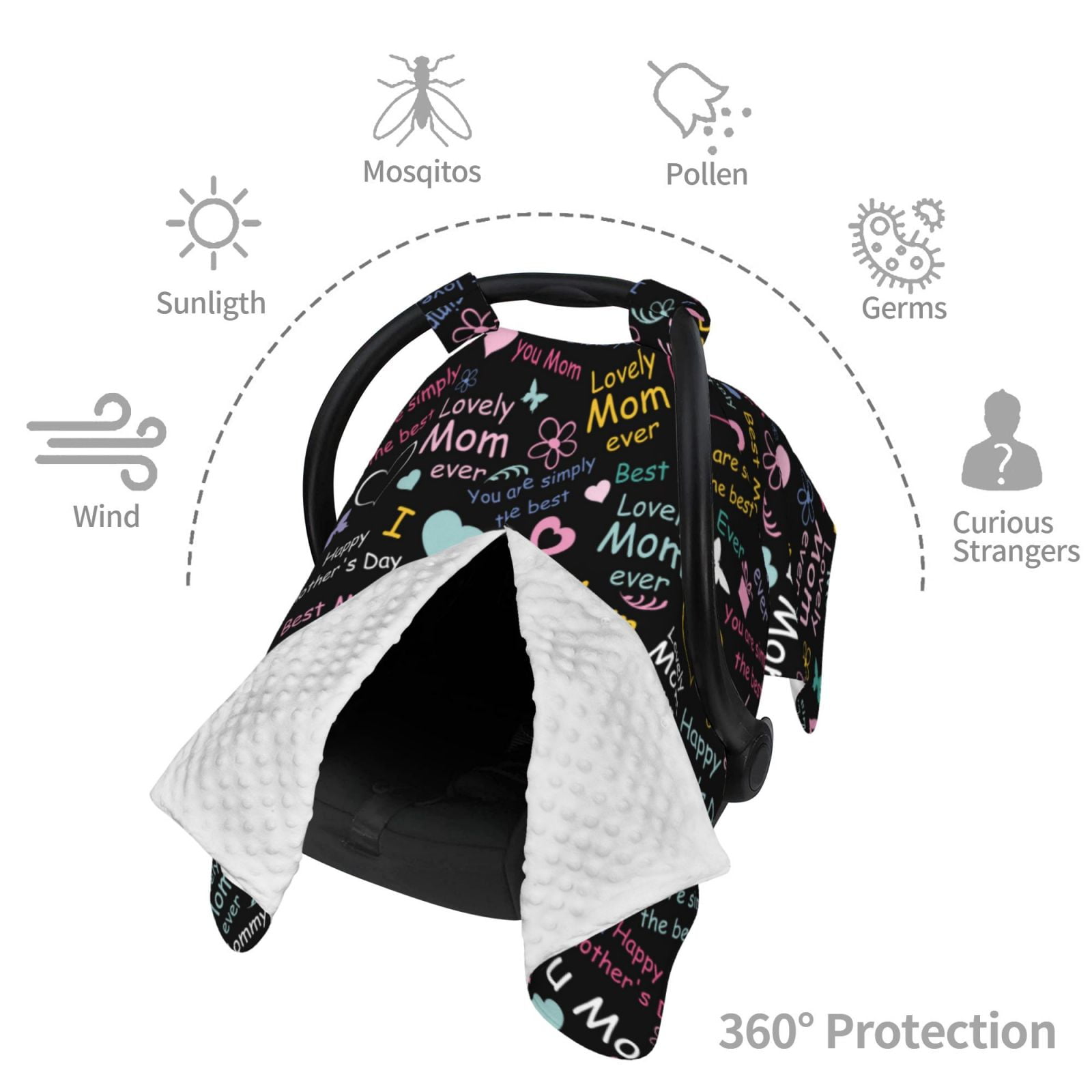 Car Seat Cover Baby - I love you Mom Breathable Infant Car Seat Cover for Baby Carseat, Lightweight Comfort Baby Essentials Must Haves Newborn Stuff for Girl Boy