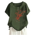 thumbnail image 2 of Blczomt Women Tops on Sale under $10 Crew Neck Short Sleeve Floral Shirt Round Neck Green Casual 2025 Womens Blouse, 2 of 4