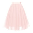 thumbnail image 5 of Women Carnevale Midi Tutu Skirt Solid Color High Waist Fashionable Bow Belt Tiered Layered Tulle Skirts Knee Length Prom Party Wedding Dance Dailywear Beach Vacation Clothes, 5 of 6