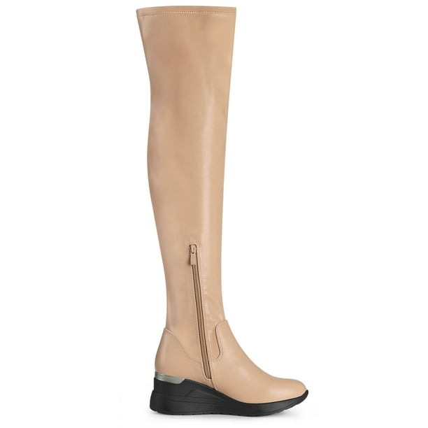 Knee high wedge heel boots cheap
