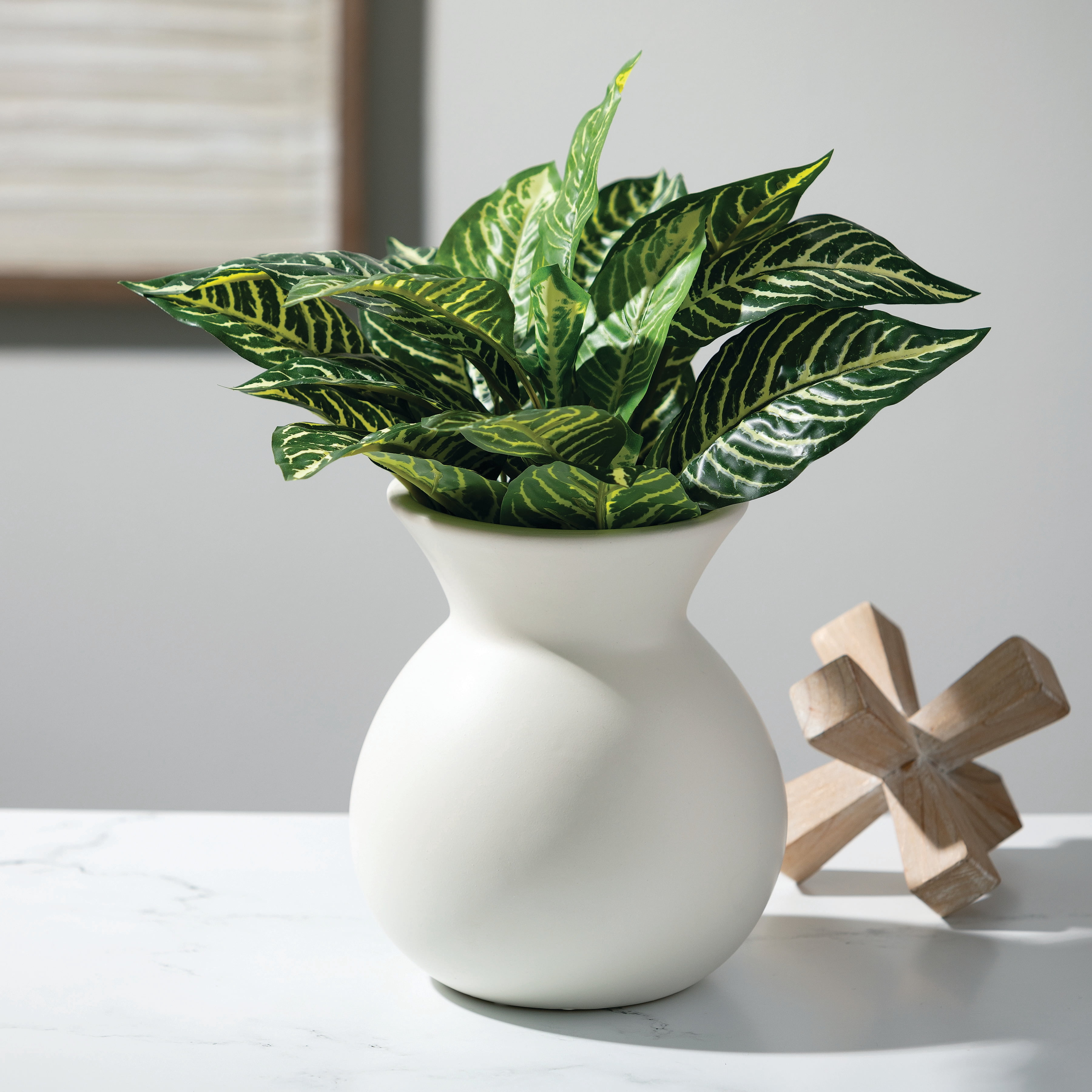 Sullivans 8.25" Matte Ivory Hourglass Vase, Ceramic