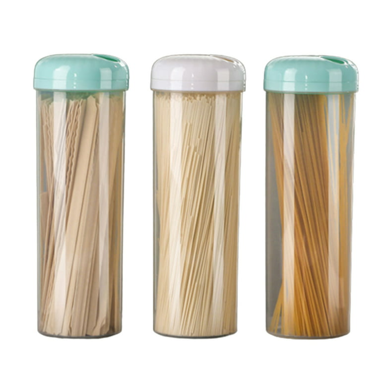 D-GROEE Plastic Tall Food Storage Spaghetti Noodle Pasta Container with  Locking Lid Clear Dry Food Keeper Canister Cereal Crisper Box 