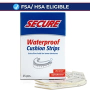 Secure Comfort Strips Waterproof Denture Adhesive - Customizable Fit, Extra Firm All Day Strong Hold for Lower Dentures - Zinc Free - 15 Strips (1 Pack)