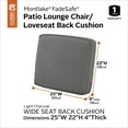 thumbnail image 2 of Classic Accessories Montlake Back Cushion Foam & Slip Cover, Light Charcoal, 25x22x4" Thick ( Pack of 2 ), 2 of 3
