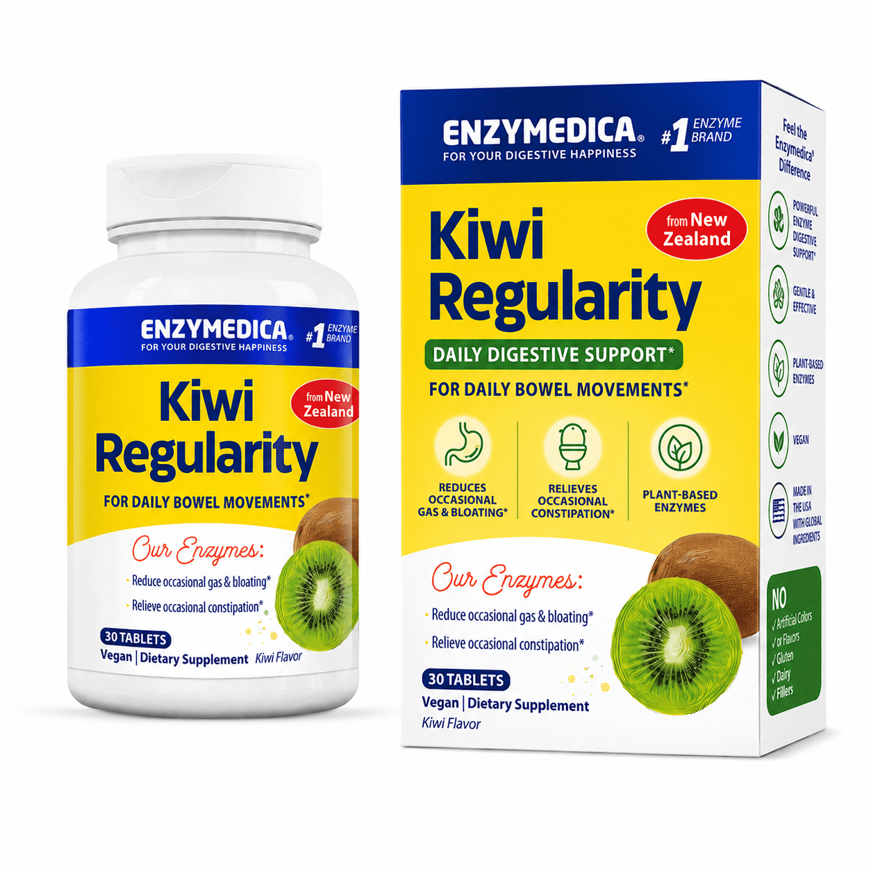 Enzymedica, Kiwi Regularity, Supports Regular Bowel Movements, Relieves Occasional Constipation, Gas & Bloating, 30 Count