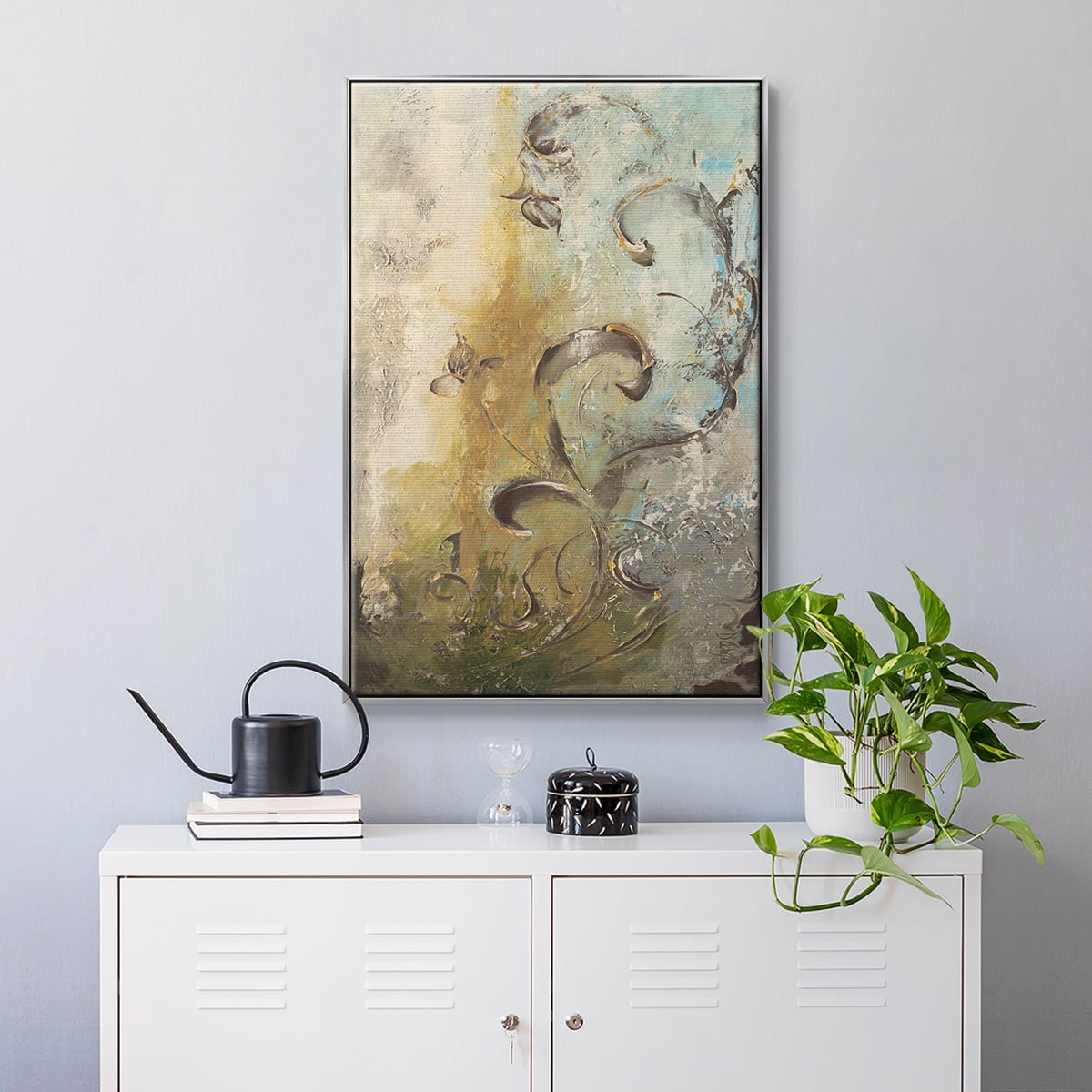 Enchanted Garden I Framed Premium Gallery Wrapped Canvas - Ready to Hang - 25 x 37 - Silver Floating Frame