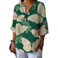 thumbnail image 1 of Camisas casuales de lino de manga 3/4 para mujer domirica, 1 of 3