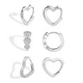 thumbnail image 2 of Lancharmed Silver Plated Stud Earrings,Three Pairs of Heart Zircon Earring Friend Gifts, 2 of 9