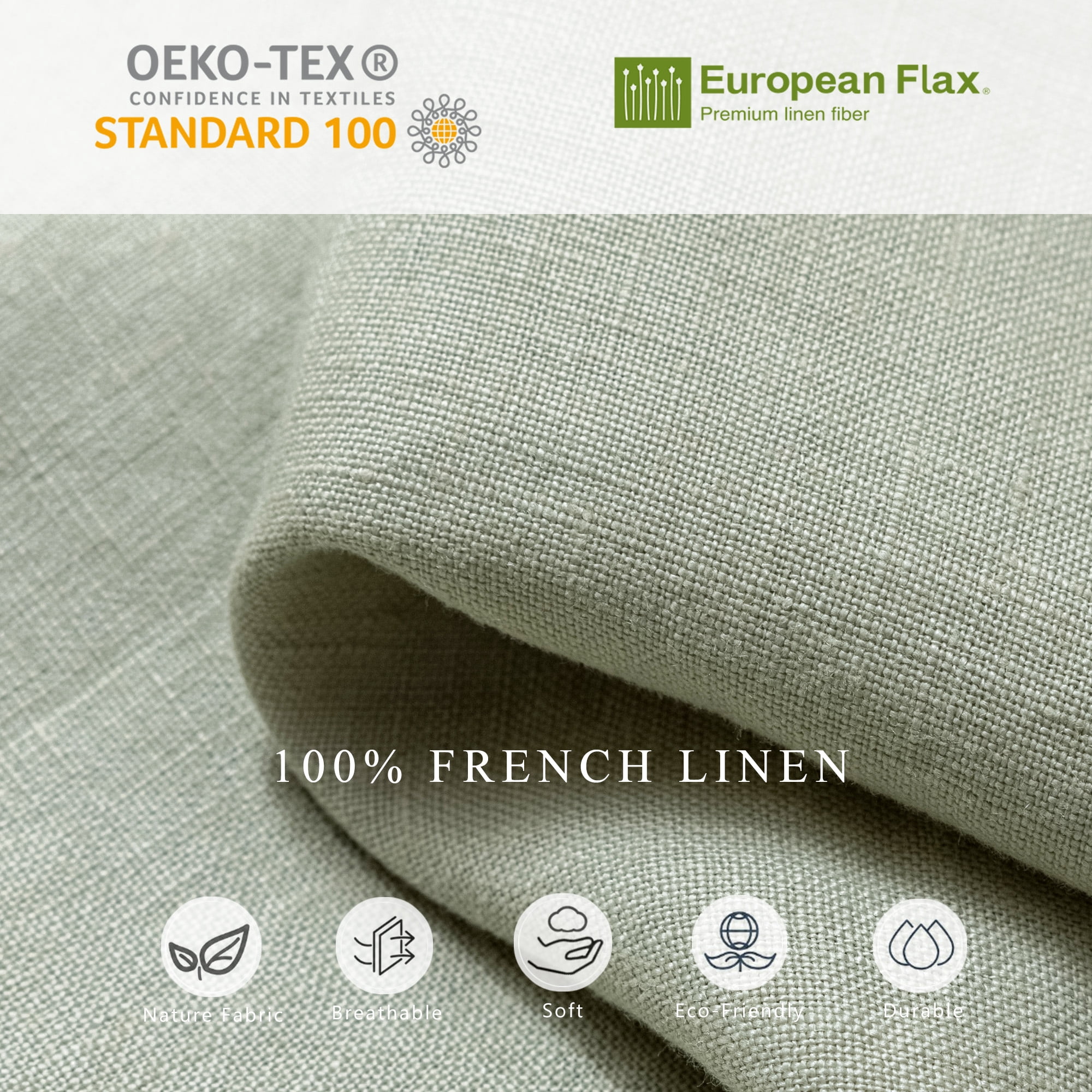 100% Pure Linen Natural Table Runner - 14x90 Inch French Linen Table Decor for Dining, Holidays, Christmas, and Weddings - Sage