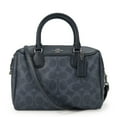 thumbnail image 1 of Pre-Owned Coach handbag F78263 Signature leather navy Boston shoulder bag for women... (Good), 1 of 11