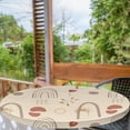 thumbnail image 2 of Ambesonne Mid Century Fitted Round Tablecloth, Rainbows Boho Modern, 45"- 56" Diameter, Eggshell Dried Rose Grey, 2 of 5