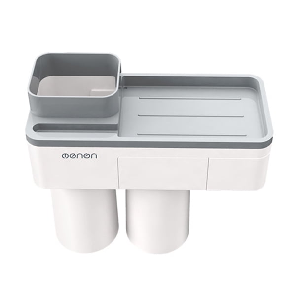 Taza de adsorción Cepillo de dientes Soporte para pasta de dientes Baño familiar Baño sin perforaciones Soporte para cepillo de dientes para teléfono, gris, 2 tazas sidaley HA2692-01B