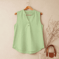 thumbnail image 5 of Womens Summer Cotton Linen Tank Tops Sleeveless V Neck Button Shirts Fashion Casual Solid Color Henley Shirts Blouses Base Tees, 5 of 5