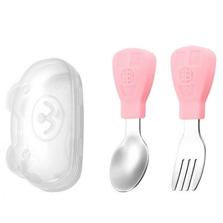 

Self Feed Baby Utensils Baby Spoon and Fork Toddler Utensils Set Toddler Learn to eat training spoon Supplementary Food Tableware Set