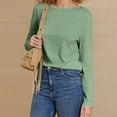 thumbnail image 4 of Lmnyox Women's Long Sleeve Tops Fashion Round Neck Basic T Shirt Fall Casual Solid Color Pullover Shirts, 4 of 8