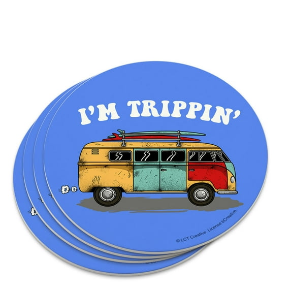 I'm Trippin' Retro Van Funny Humor Novelty Coaster Set