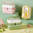 thumbnail image 3 of Bento Lunch Box, Cute Cartoon Bento Box Microwaveable Safe Lunch Box Independent Compartment Lunch Container, Plastic Lunch Bento Box Container Stackable Lunch Containers, 3 of 8