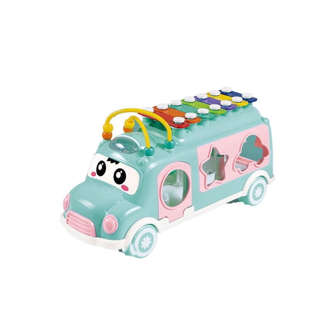 Multcolour Musical Bus Toy With Octave Keys Early Education Learning Instrument For Kids Hand Percussion Sound Effects Developmental Play Toy 42X16X5.5Cm Size