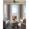 thumbnail image 4 of White Brown Blackout Curtains, Light Blocking Print Window Curtains, Modern Gradient Vertical Stripes Geometric Thermal Insulated Window Drapes for Living Room Kitchen Cafe 2 Panels, 55"W x 39"L, 4 of 9
