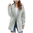 thumbnail image 3 of Womens Fleece Shacket Jackets Lined Oversized Winter Warm Coat Hooded Long Sleeve Open Front Coatigan Jacket, 3 of 9