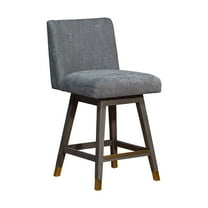 Armen Living Indoor Basila Swivel Counter Stool in Gray Oak Wood Finish with Gray Fabric