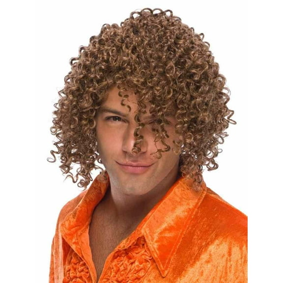 Player Wig 70's Disco Retro Curly Fancy Dress Halloween Adult Costume Accessory