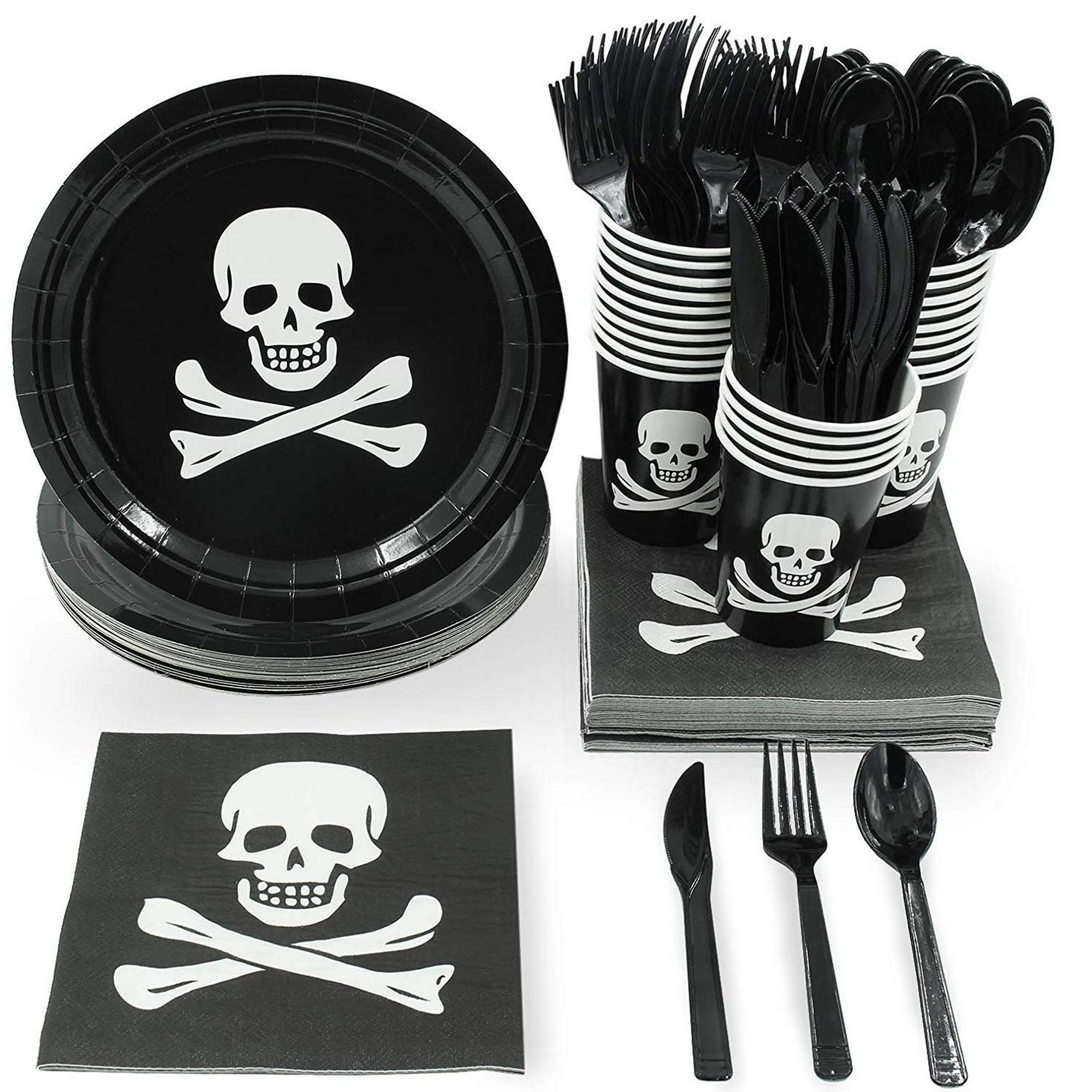 Serves 24 Pirate Birthday Party Supplies, 144PCS Plates Napkins Cups