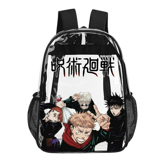 Jujutsu Kaisen Clear Backpack Heavy Duty See Through Bookbag Transparent Bag for Colleges School Work Sport Travel