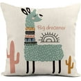 thumbnail image 5 of Rurpali Set of 4 Linen Throw Pillow Cover 18x18 Inch Orange Cute Cartoon Llama Home Decor Pillowcase Square Cushion Cover for Sofa Bed Couch, 5 of 5