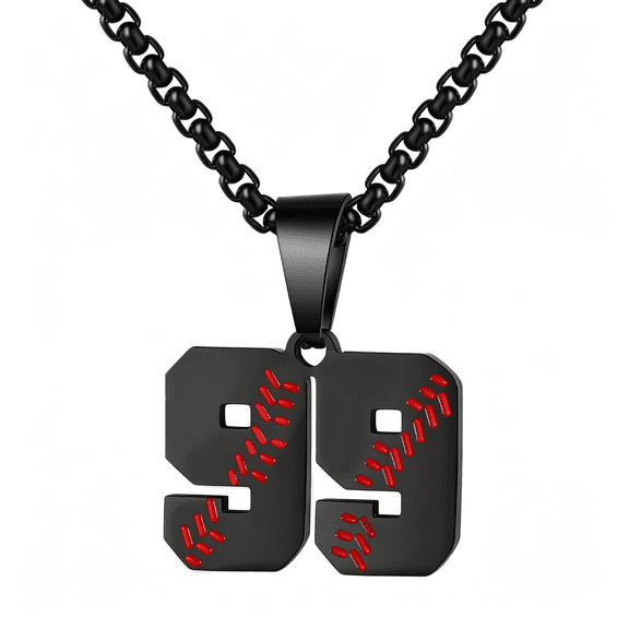 DESIGNICE Baseball Number Necklace - Stainless Steel Chain Pendant for Men Athletes 00-99 Jersey Number Gift Durable Stainless Steel Charms