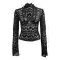 thumbnail image 4 of Women Long Sleeve Lace Tops Casual V-Neck Y2K Tees Fall Fashion T-Shirts, 4 of 5