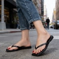thumbnail image 4 of Sandals Women Dressy Summer, Thong Wedge Sandals, Thong Sandals for Women, Flip Flops for Women Comfortable Square Toe Beach Sandals Slip On Leather Thong Flat Sandals Dressy, Black 5, 4 of 6