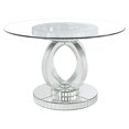 thumbnail image 3 of ACME Table de Salle à Manger Ronde en Verre Ornat en Faux Diamants Carrés, 3 of 7