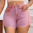 thumbnail image 3 of WIZUTIZ Stretchy Jeans Shorts for Women Mid Rise Shorts Solid with Pockets Button Zipper Denim Shorts Slim Trendy Relaxed Sports Denim Shorts for Ladies Breathable Date Pink, 3 of 5