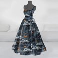 thumbnail image 2 of Halloween pour Femmes Robe Évasée Imprimée Sans Manches Tunique Invité de Mariage Robe de Soirée Formelle Tenue Élégante, 2 of 3