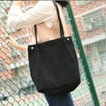 thumbnail image 4 of Sonducket Bolso de mano de pana para mujer, bolso de hombro ligero, bolsas de compras de gran capacidad, almacenamiento, bolsos informales Retro, Bolsas de mensajero y de hombro Negro, 4 of 6