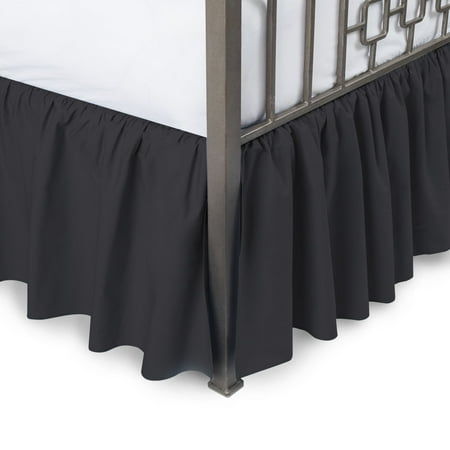 Crochet Tailored Split Corner Bedskirt - Solid Ruffled Bed Skirt with Split Corners