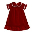 thumbnail image 2 of LYHaoo Toddler Girls Short Sleeve Bathrobe Velvet Sleepdress Dress Princess Dress For Kids Babys Clothes,Girls Floral Dresses Sizes 2-3 Years Red, 2 of 6