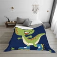 thumbnail image 7 of Vsdgher Dino Playing Roller Skate Pattern Fleece Throw Blanket, Horizontal Fleece Bedding Home Decor for Couch & Bed All Season Use -60"x50", 7 of 7