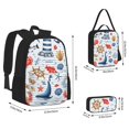 thumbnail image 2 of Disketp Watercolor Nautical Mochila Estampada de Gran Capacidad con Lonchera y Estuche, Set de 3 Piezas para Estudiantes, 2 of 7