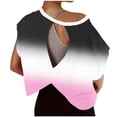 thumbnail image 6 of Hfnxid Womens Summer Top Loose Fit Cap Sleeve Workout Shirts Open Back Gradient Tops Casual Athletic Gym Running Tees Pink S, 6 of 6