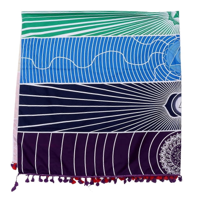 Dry Polyester Beach Towel with Colorful Mandala Print for Beach, Yoga, Picnic, Travel, Camping, and Wall Decoration