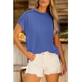 thumbnail image 6 of Women's Dark Blue Textured Knit T-Shirt with Exposed Stitching | [ZhiHiMeRi] | (US 12-14)L, 6 of 12